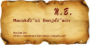Macskási Benjámin névjegykártya