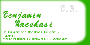 benjamin macskasi business card